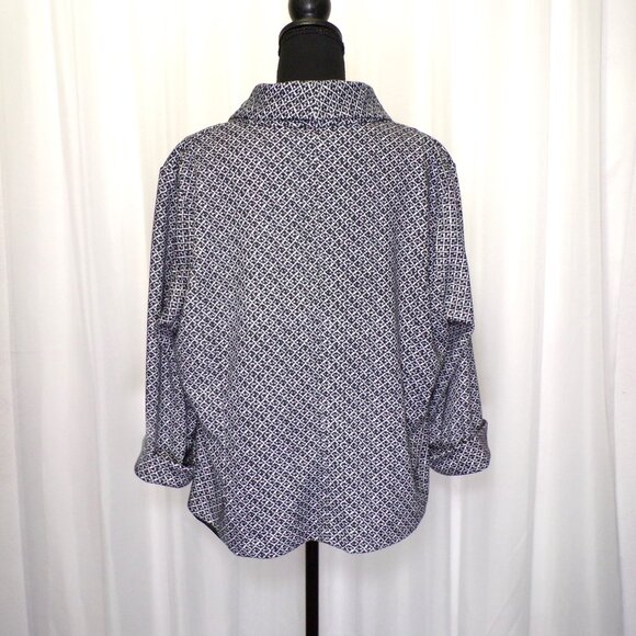 Jaclyn Smith Woman Blazer Plus Size 1X Black White Lined Geometric Print Button - Picture 7 of 9